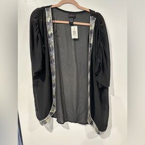 Torrid 0 Black Sheer Kimono with Sequin Trim